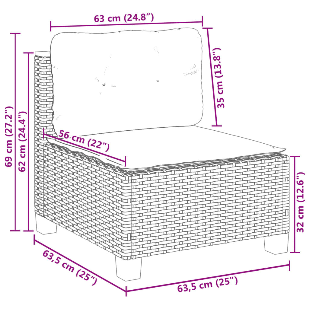 vidaXL 6-tlg. Garten-Sofagarnitur mit Kissen Grau Poly Rattan