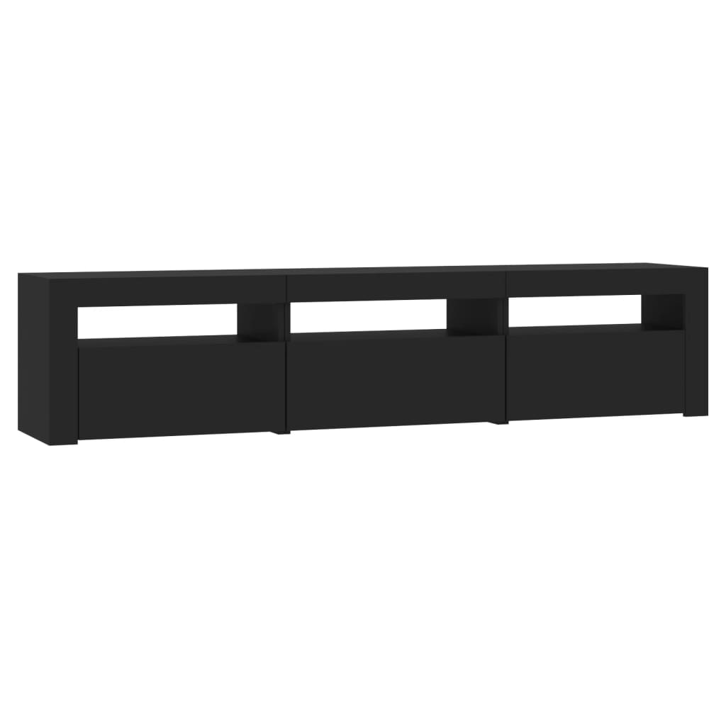 vidaXL TV-Schrank mit LED-Leuchten Schwarz 180x35x40 cm