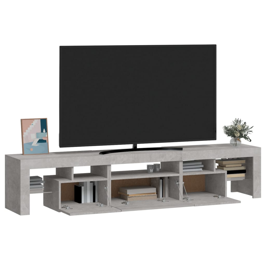 vidaXL TV-Schrank mit LED-Leuchten Betongrau 200x36,5x40 cm