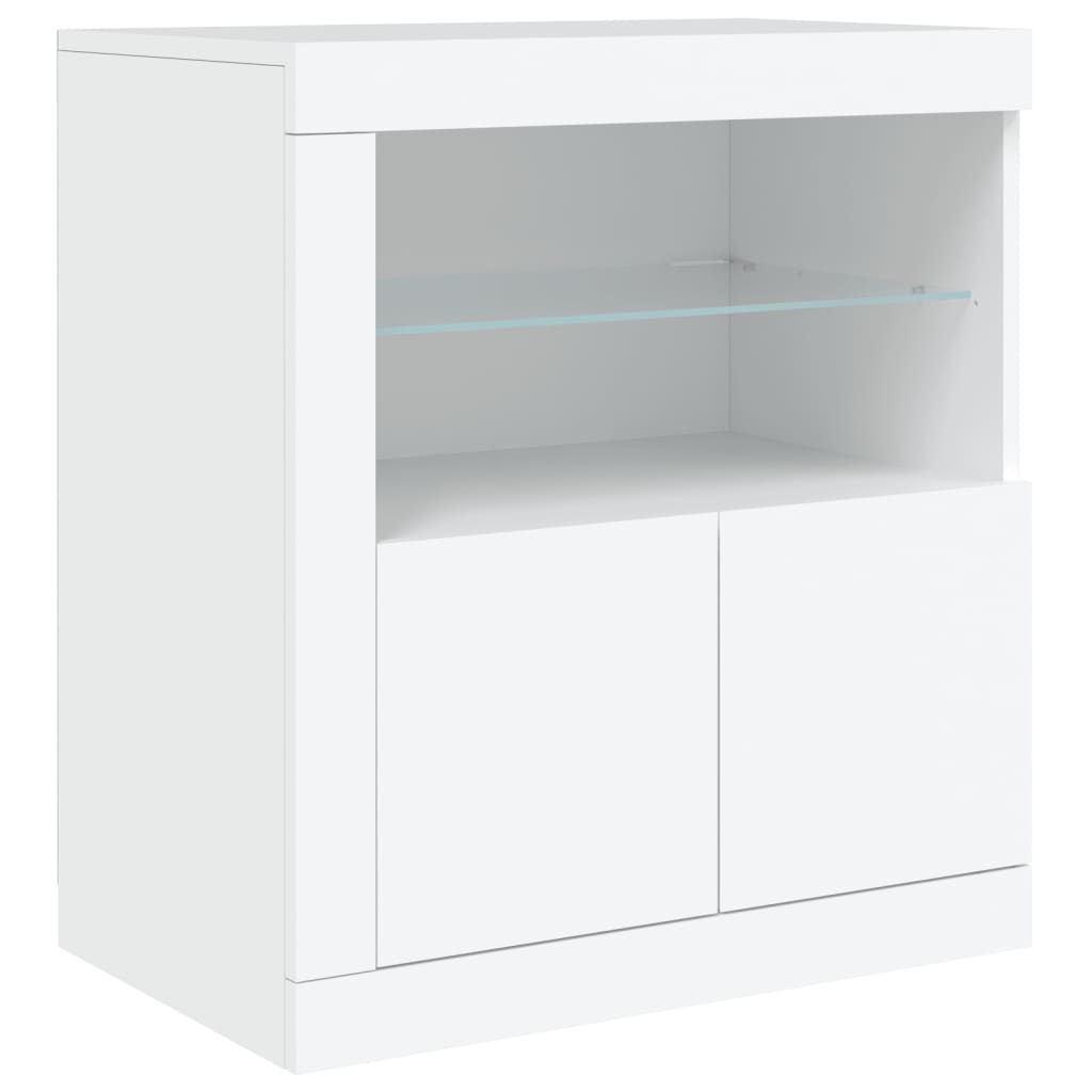 vidaXL Sideboard mit LED-Leuchten Weiß 162x37x67 cm