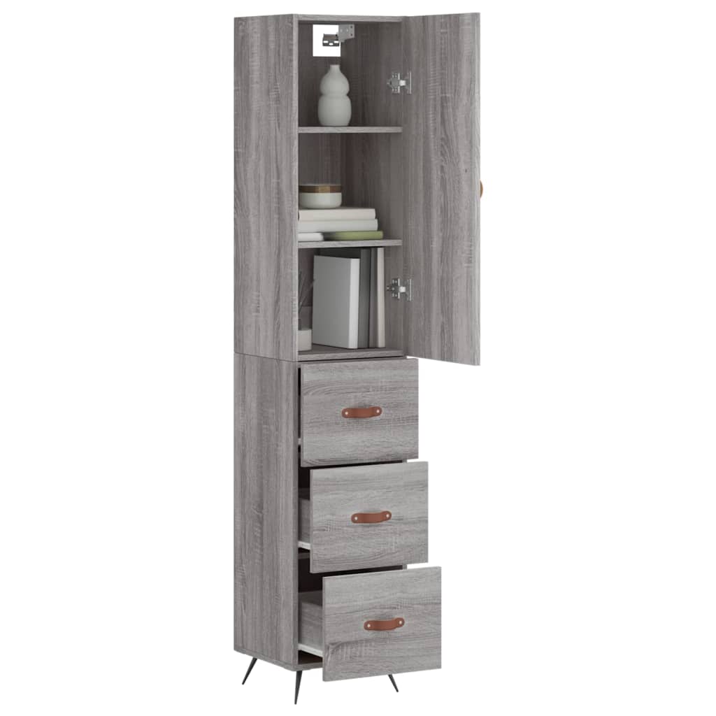 vidaXL Highboard Grau Sonoma 34,5x34x180 cm Holzwerkstoff