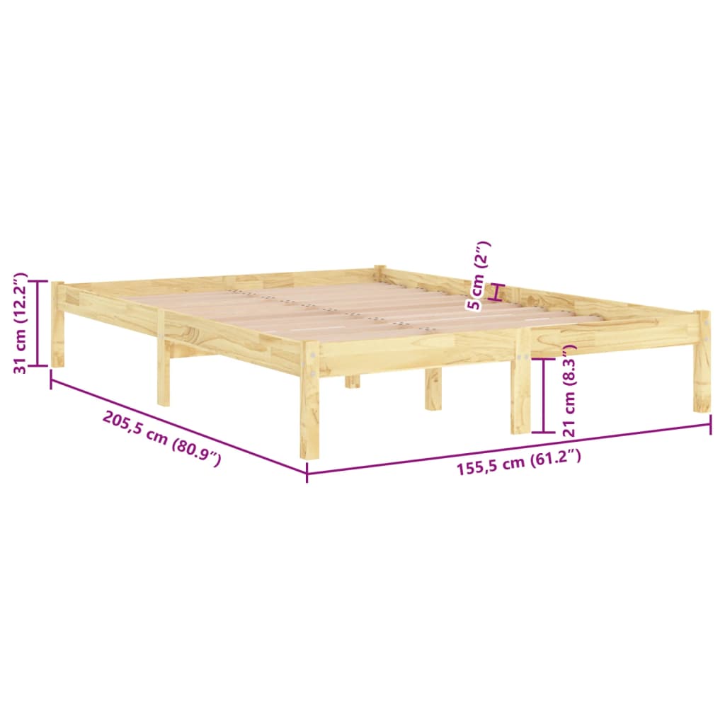 vidaXL Massivholzbett 150x200 cm