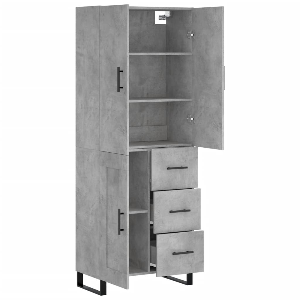 vidaXL Highboard Betongrau 69,5x34x180 cm Holzwerkstoff