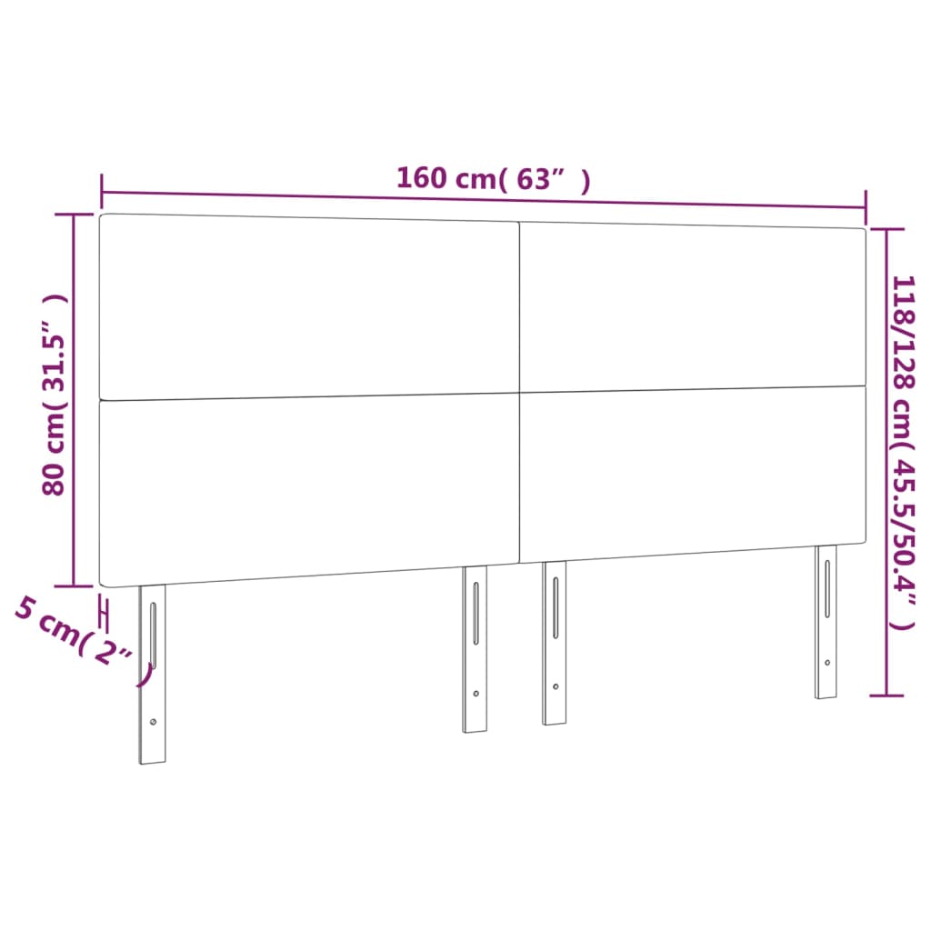 vidaXL LED Kopfteil Schwarz 160x5x118/128 cm Samt