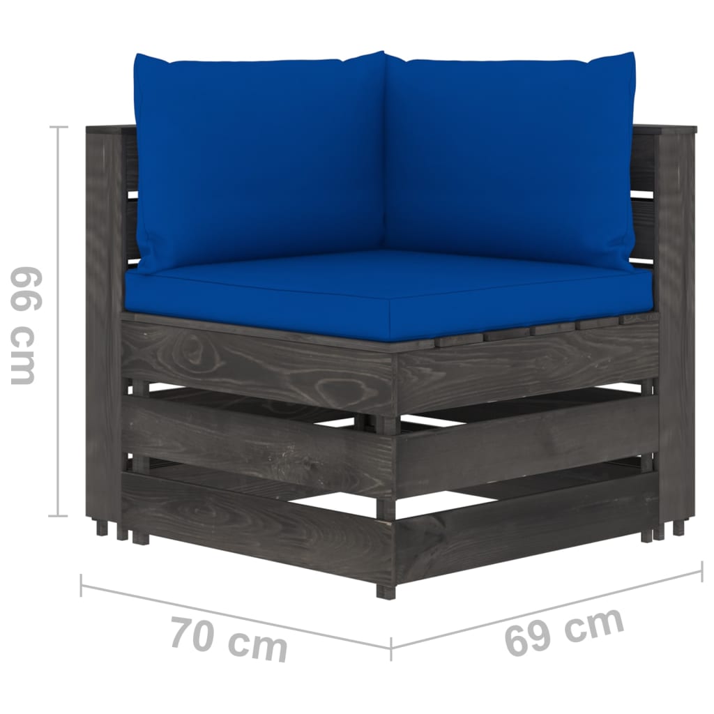 vidaXL 6-tlg. Garten-Lounge-Set mit Kissen Grau Imprägniertes Holz