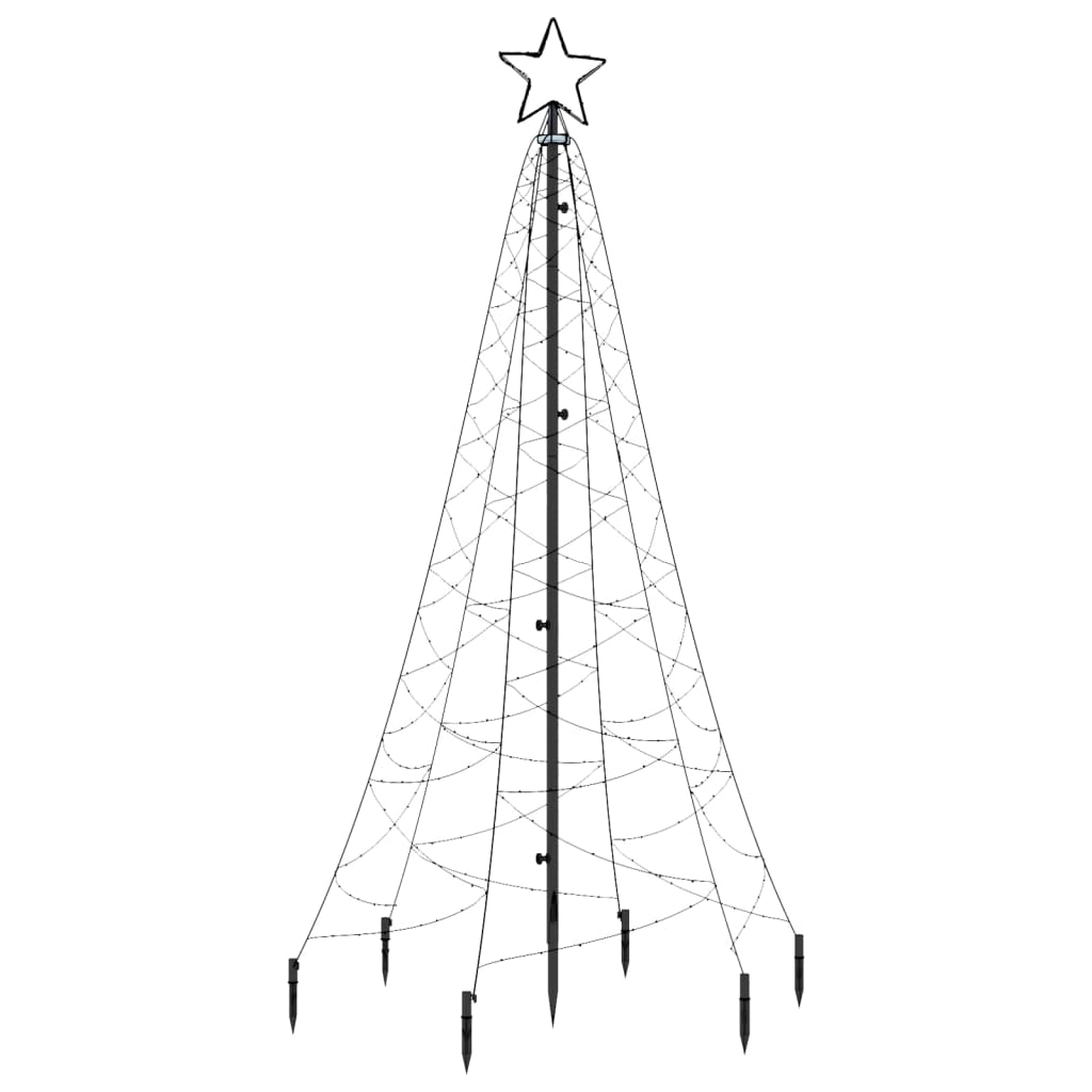 vidaXL LED-Weihnachtsbaum mit Erdnägeln Kaltweiß 200 LEDs 180 cm