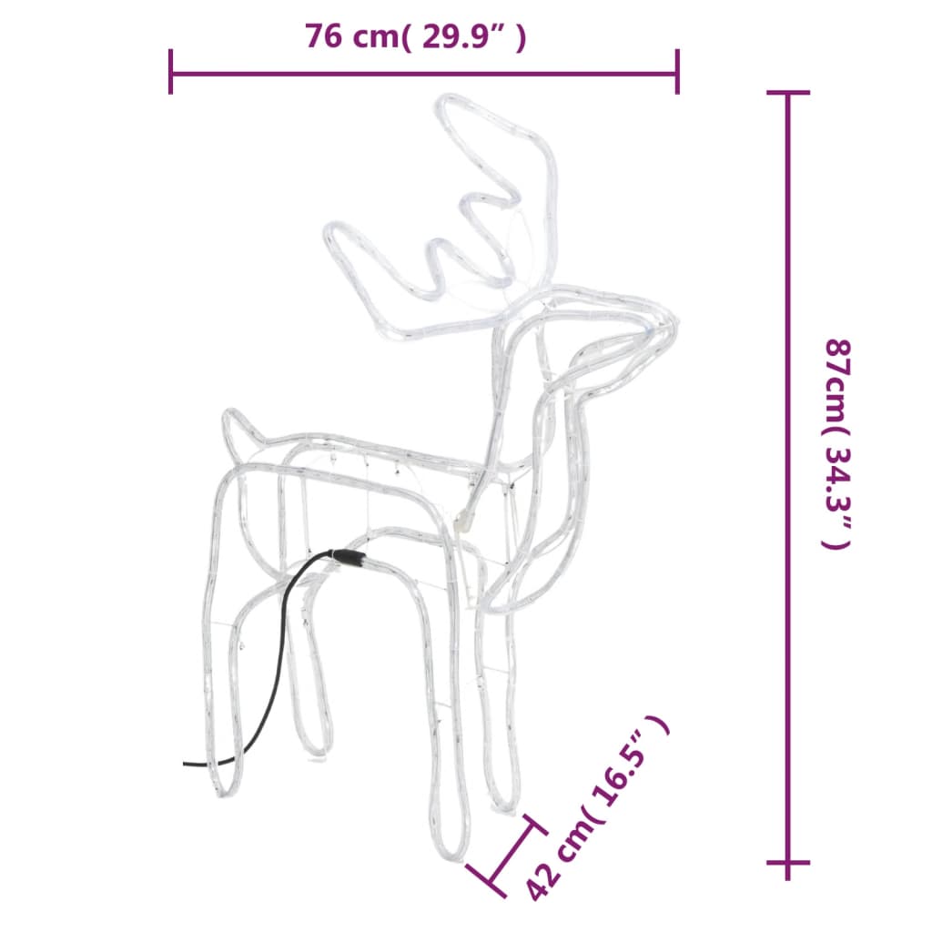 vidaXL Rentier-Silhouetten 2 Stk. Warmweiß 76x42x87 cm