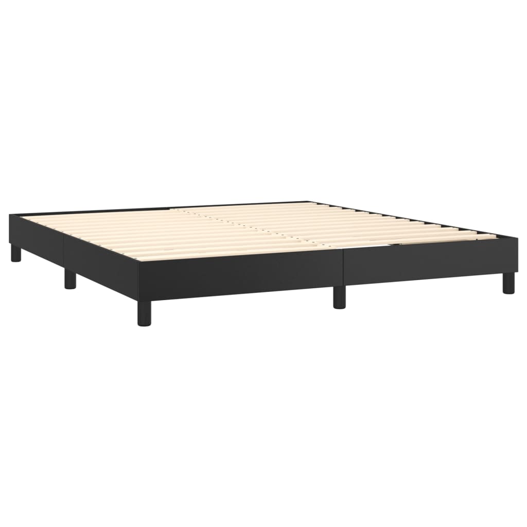 vidaXL Boxspringbett mit Matratze & LED Schwarz 160x200 cm Kunstleder