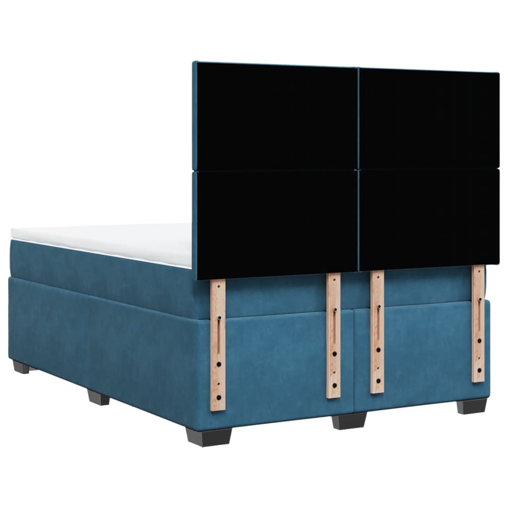 vidaXL Boxspringbett mit Matratze Blau 160x200 cm Samt