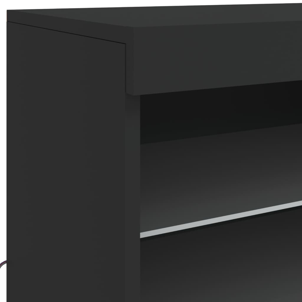 vidaXL Sideboard mit LED-Leuchten Schwarz 60,5x37x67 cm