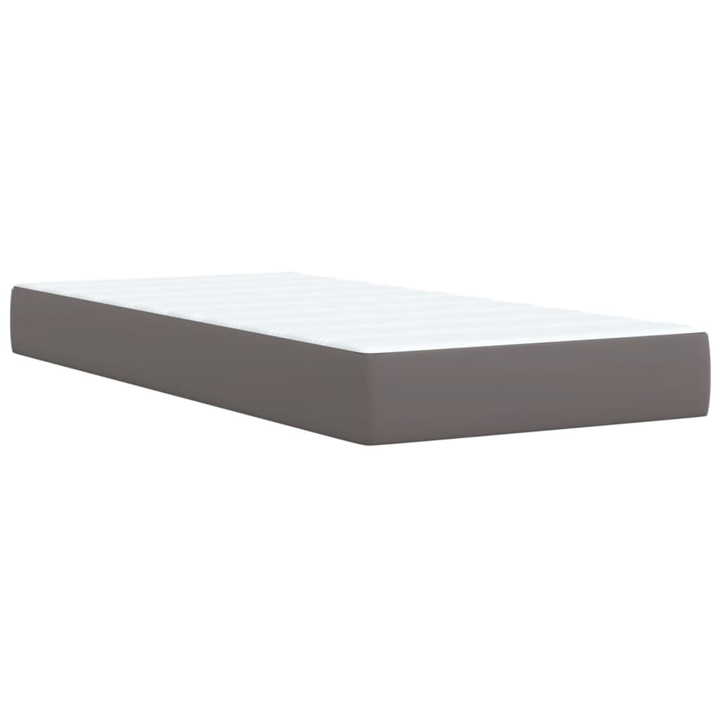 vidaXL Boxspringbett mit Matratze Grau 90x200 cm Kunstleder