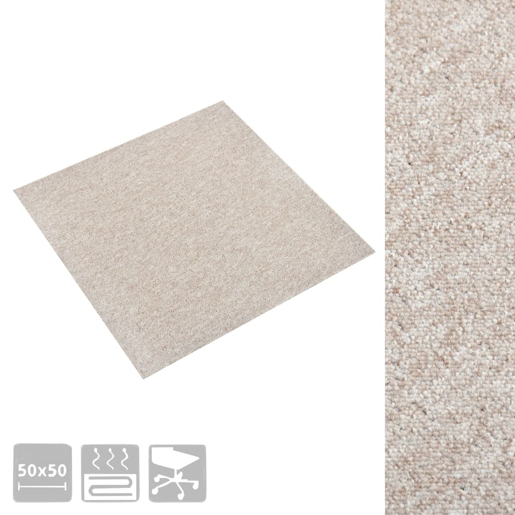 vidaXL Teppichfliesen 20 Stk. 5 m² 50x50 cm Hellbeige