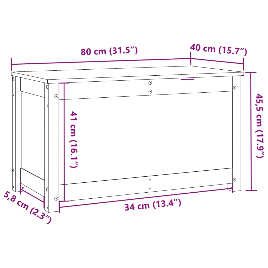 vidaXL Truhe 80x40x45,5 cm Massivholz Kiefer