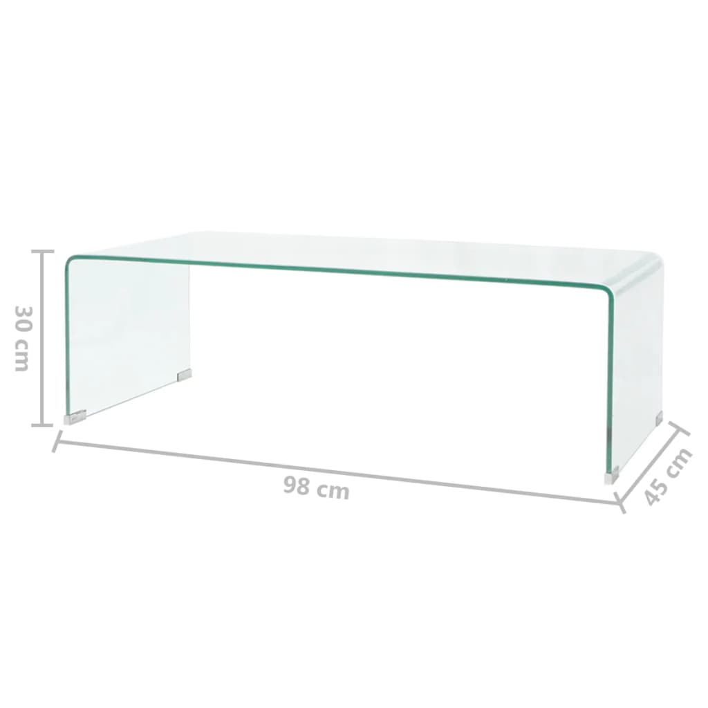 vidaXL Couchtisch Hartglas 98x45x30 cm Transparent