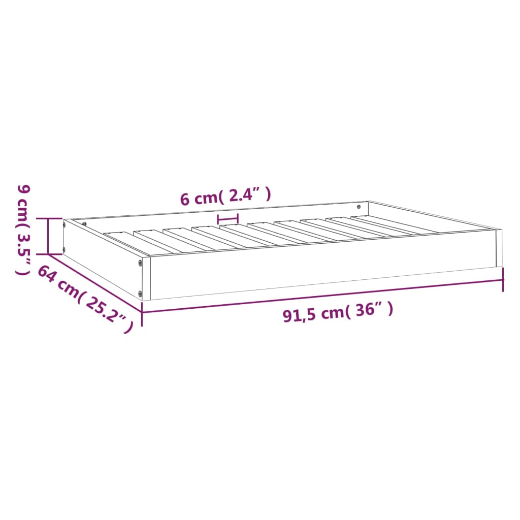 vidaXL Hundebett Weiß 91,5x64x9 cm Massivholz Kiefer