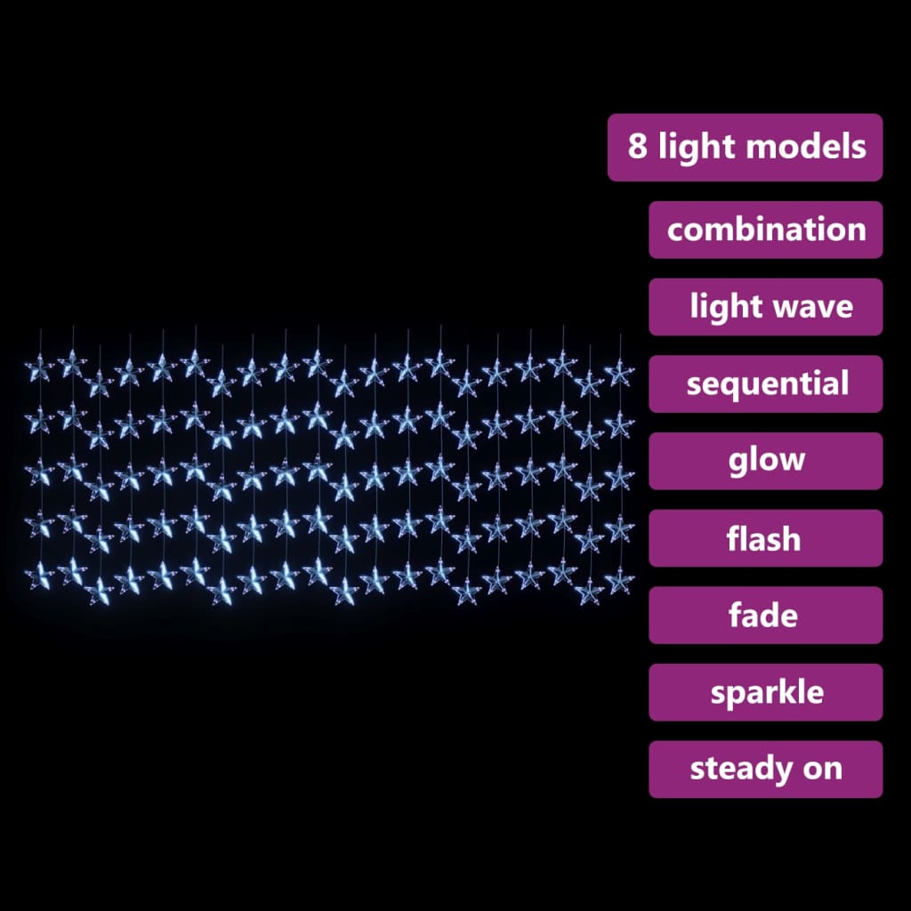 vidaXL LED Sternenvorhang Lichterkette 500 LED Blau 8 Funktionen