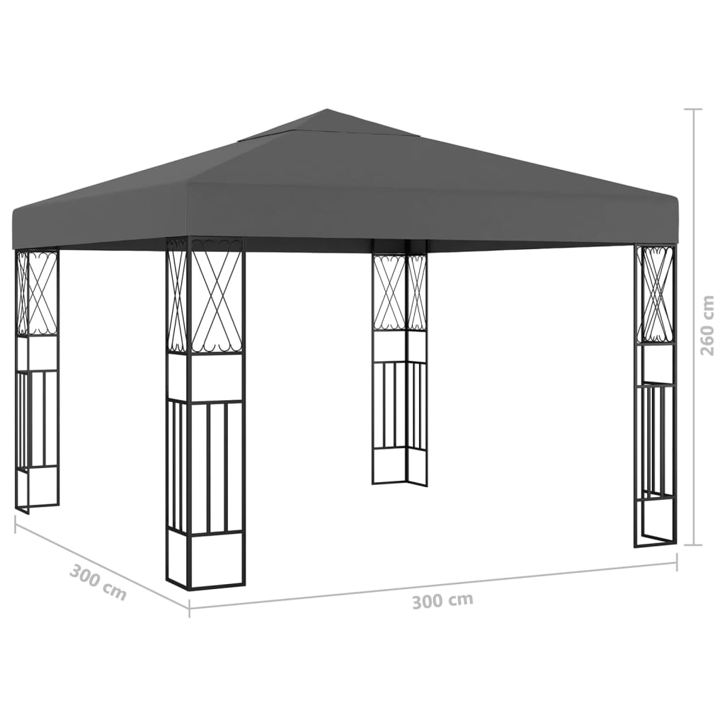 vidaXL Pavillon mit LED-Lichterkette 3x3 m Anthrazit Stoff