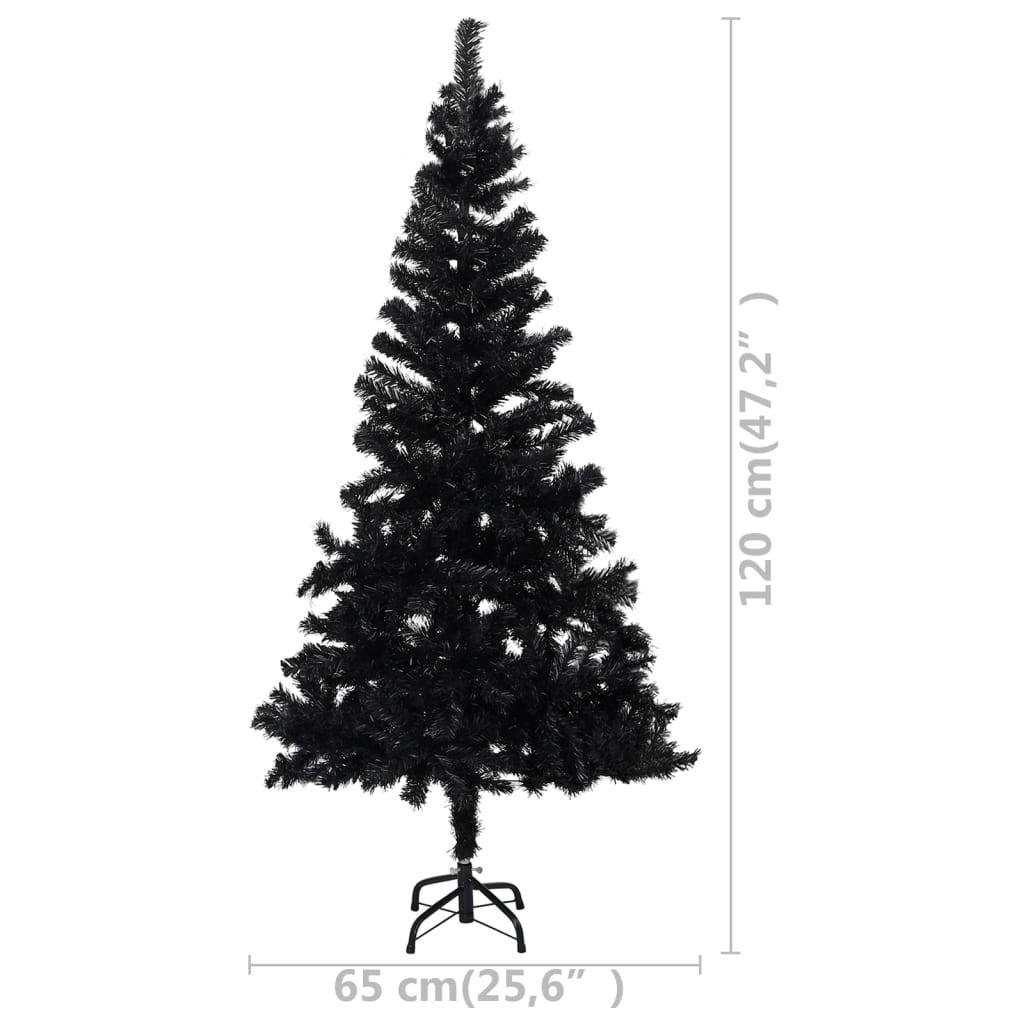 vidaXL Künstlicher Weihnachtsbaum Beleuchtung & Kugeln Schwarz 120 cm