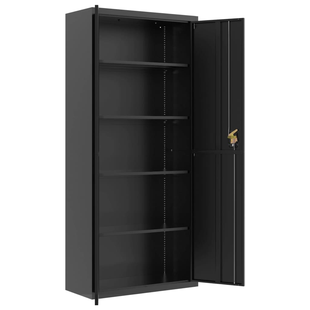 vidaXL Aktenschrank Schwarz 90x40x200 cm Stahl