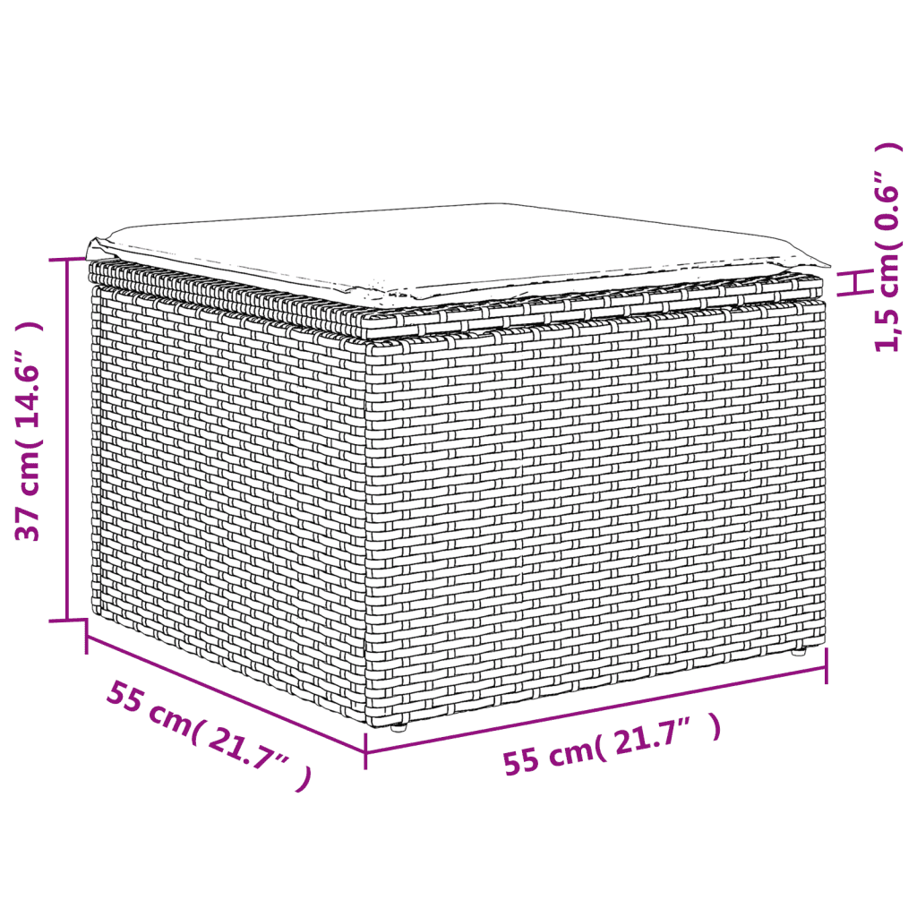 vidaXL 7-tlg. Garten-Sofagarnitur mit Kissen Braun Poly Rattan