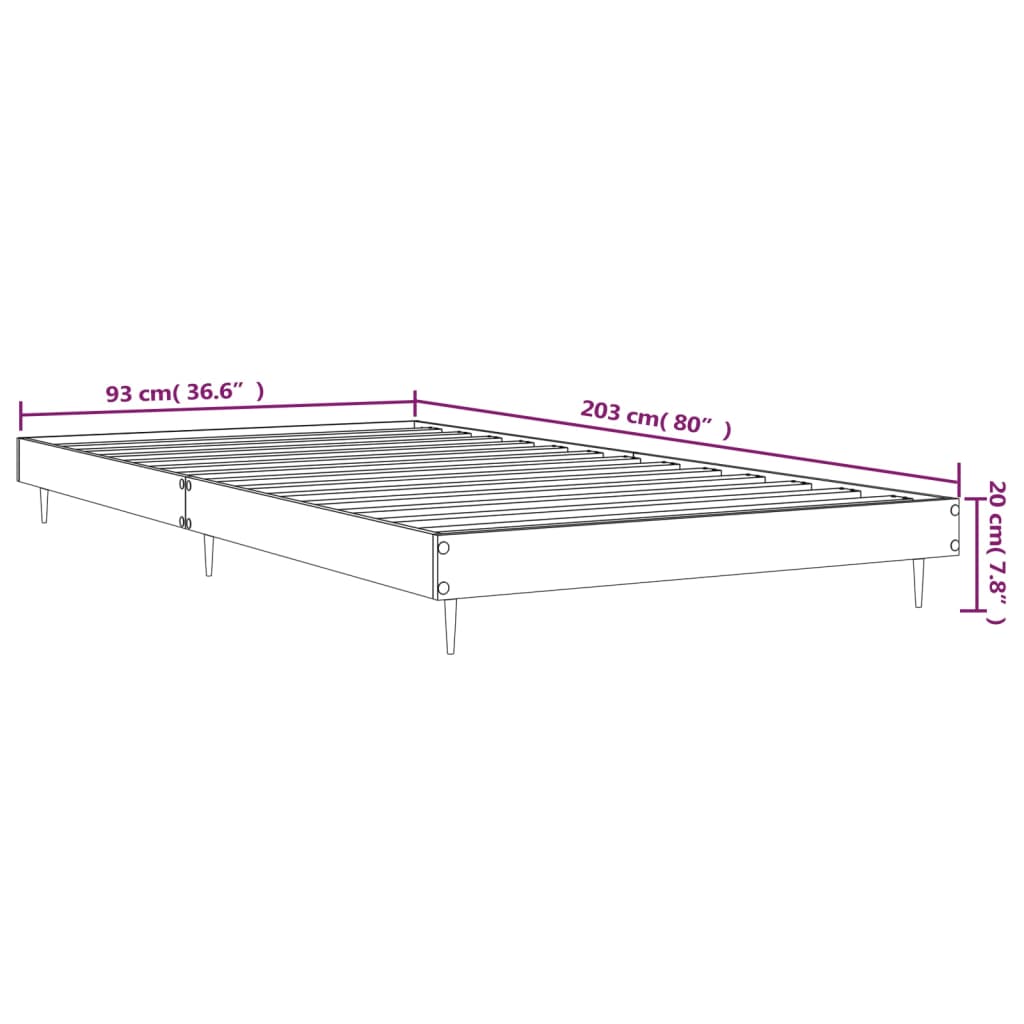 vidaXL Bettgestell ohne Matratze Braun Eiche 90x200 cm Holzwerkstoff