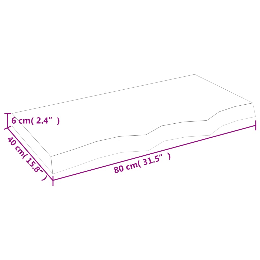 vidaXL Waschtischplatte Dunkelbraun 80x40x(2-6)cm Massivholz Behandelt