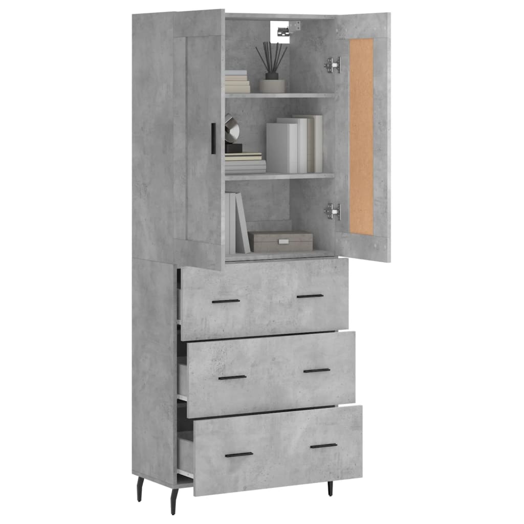 vidaXL Highboard Betongrau 69,5x34x180 cm Holzwerkstoff