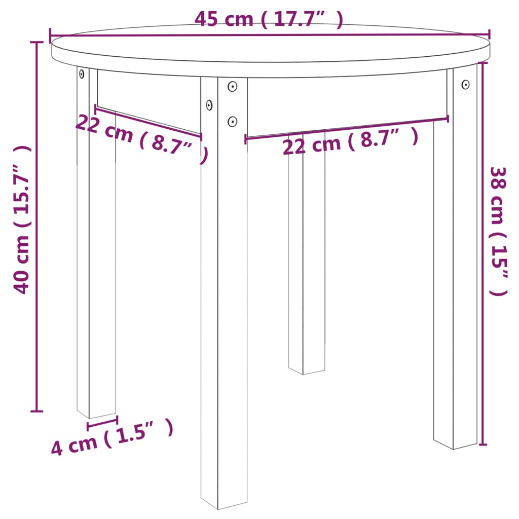 vidaXL Couchtisch Schwarz Ø 45x40 cm Massivholz Kiefer