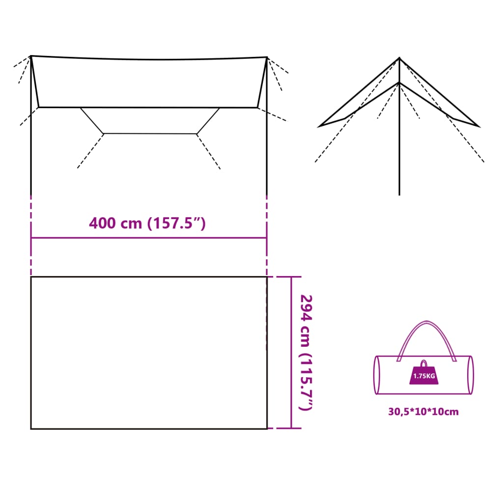 vidaXL Tarp Grün 400x294 cm Wasserdicht