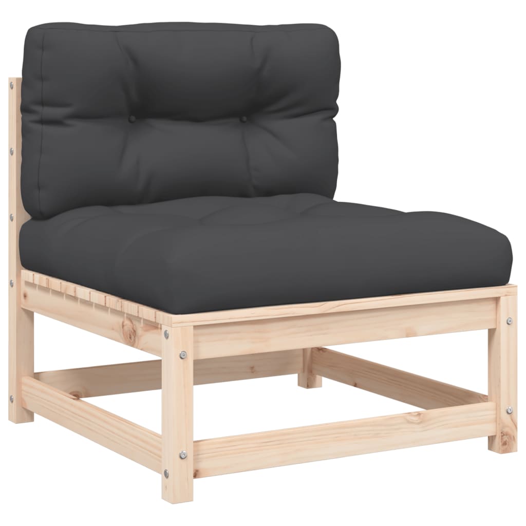 vidaXL Gartensofa ohne Armlehnen mit Kissen und Hockern