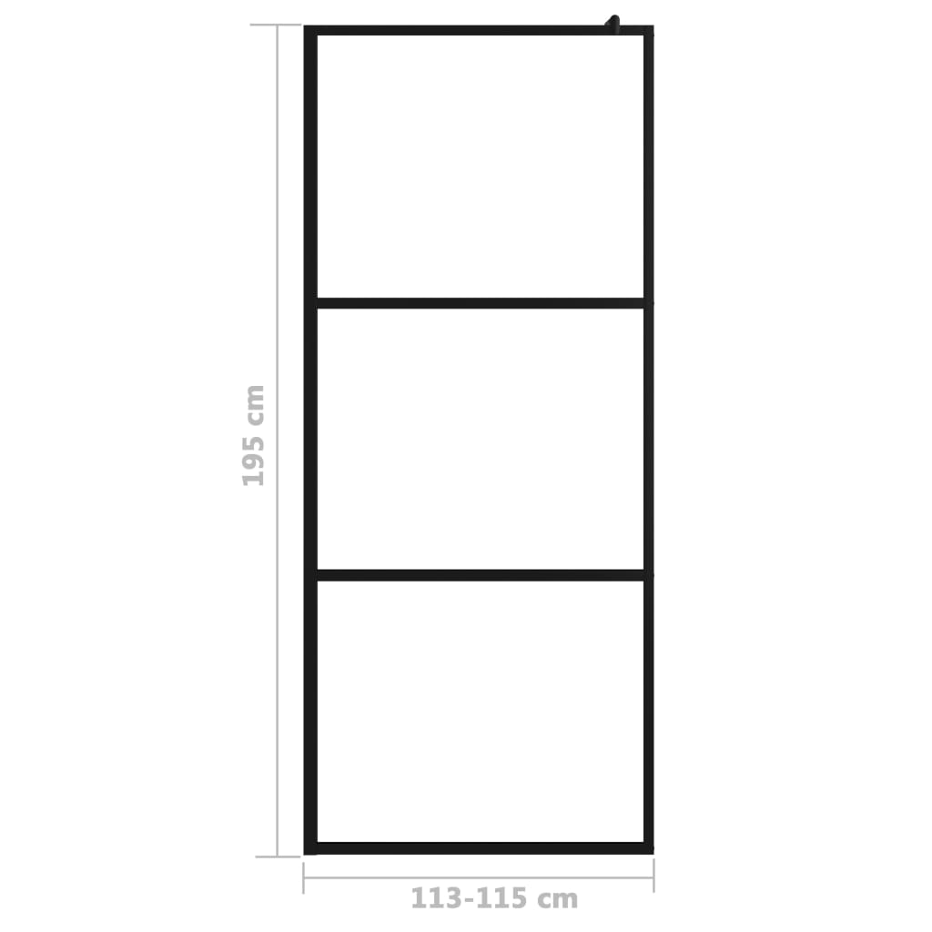 vidaXL Duschwand für Begehbare Dusche ESG-Klarglas Schwarz 115x195 cm