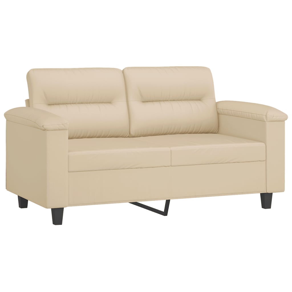 vidaXL 2-Sitzer-Sofa mit Kissen Creme 120 cm Mikrofasergewebe