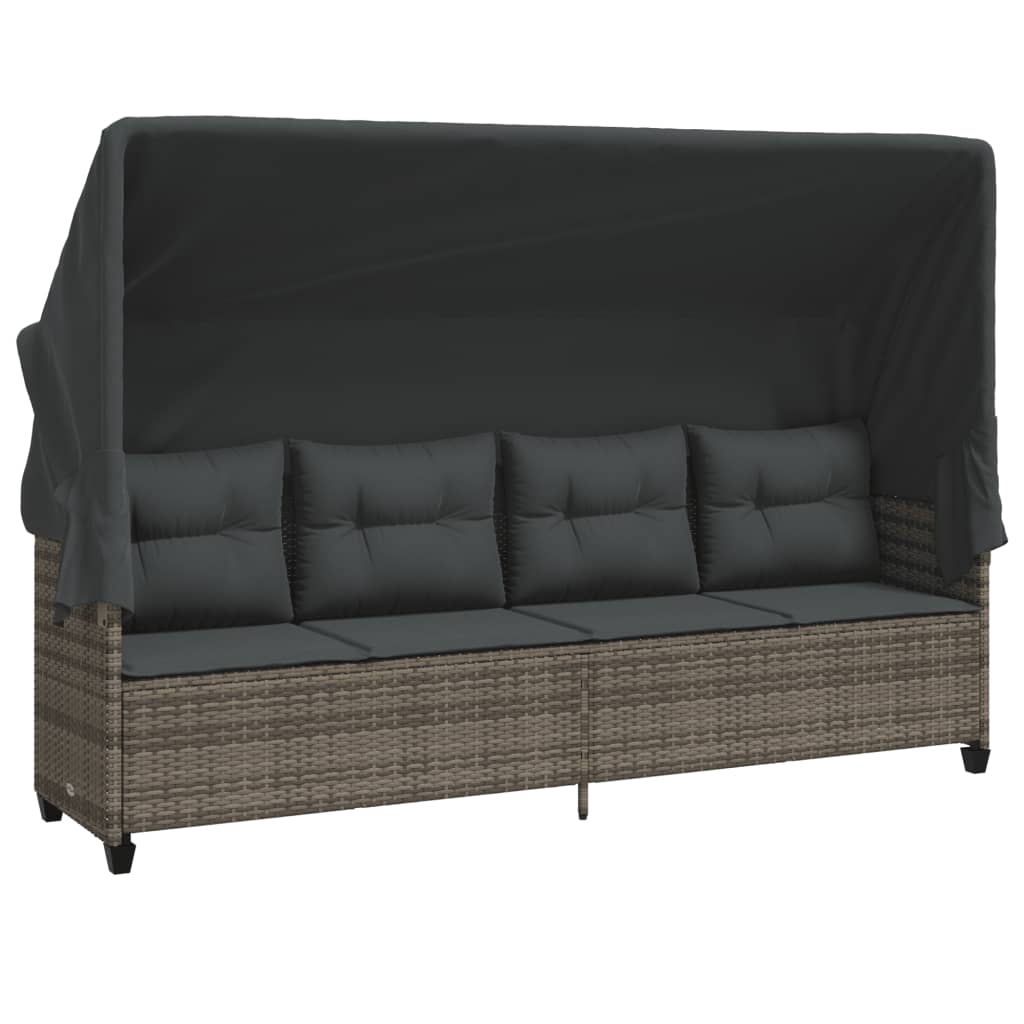 vidaXL 5-tlg. Garten-Sofagarnitur mit Kissen Grau Poly Rattan