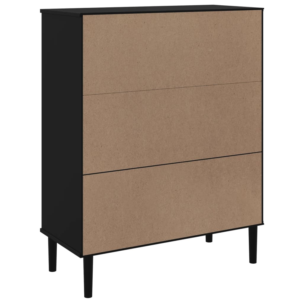 vidaXL Highboard SENJA Rattan-Optik Schwarz 90x40x112 cm Kiefernholz