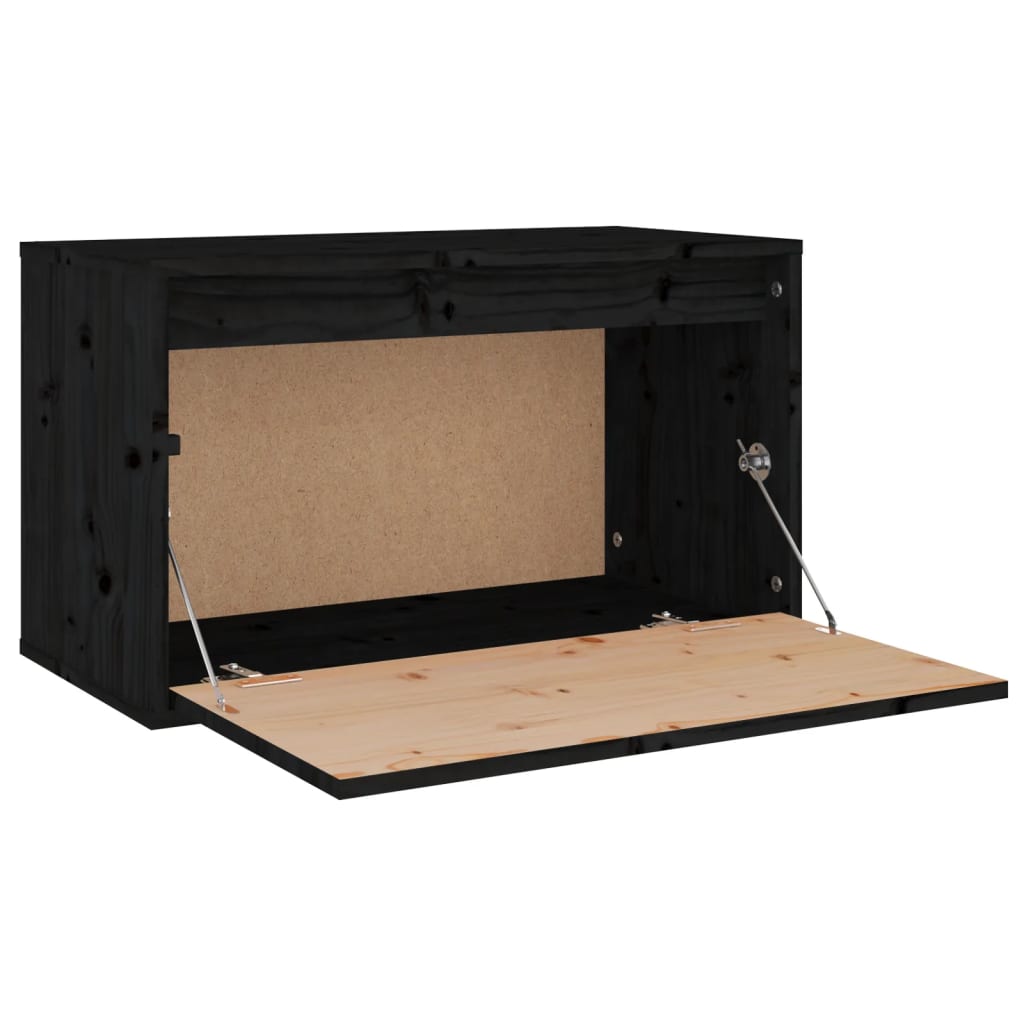 vidaXL Wandschrank Schwarz 60x30x35 cm Massivholz Kiefer