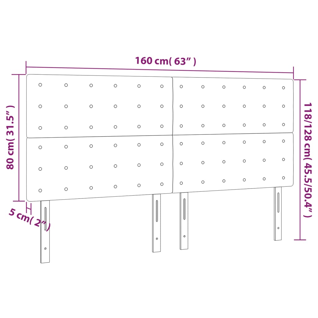 vidaXL LED Kopfteil Schwarz 160x5x118/128 cm Stoff