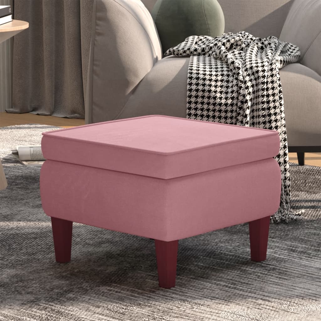 vidaXL Hocker mit Holzbeinen Rosa Samt