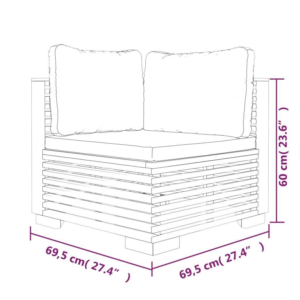 vidaXL 7-tlg. Garten-Lounge-Set mit Kissen Massivholz Teak