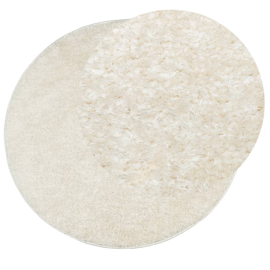 vidaXL Teppich ISTAN Hochflor Glänzend Creme Ø 100 cm