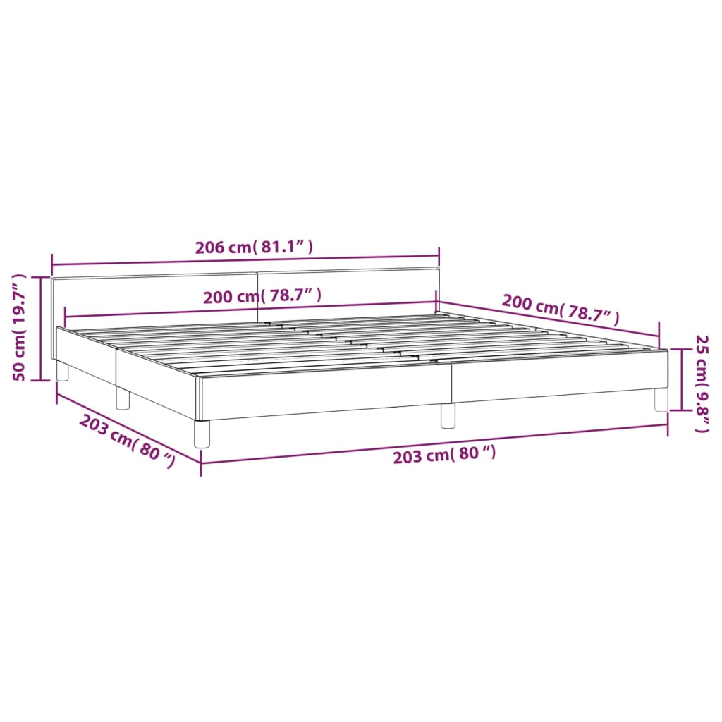 vidaXL Bettgestell mit Kopfteil Dunkelgrau 200x200 cm Samt