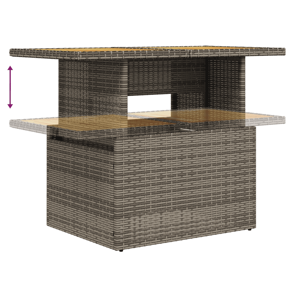 vidaXL 11-tlg. Garten-Sofagarnitur mit Kissen Grau Poly Rattan