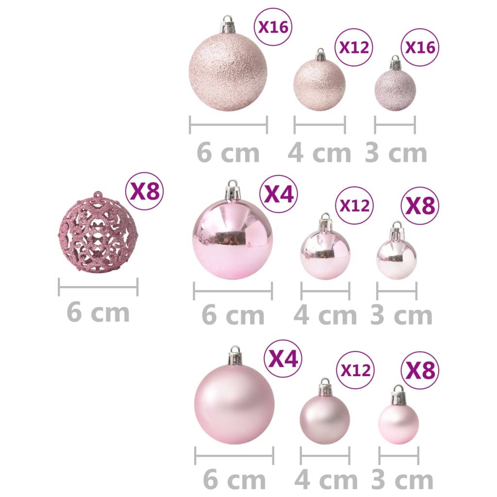 vidaXL 100-tlg. Weihnachtskugel-Set Rosa