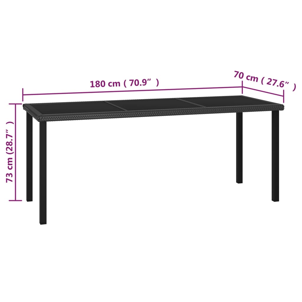 vidaXL 7-tlg. Garten-Essgruppe Poly Rattan Schwarz