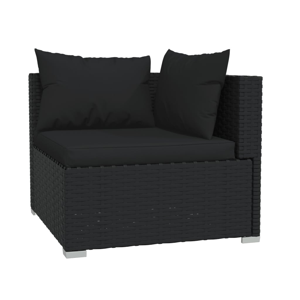 vidaXL 4-tlg. Garten-Lounge-Set mit Auflagen Schwarz Poly Rattan