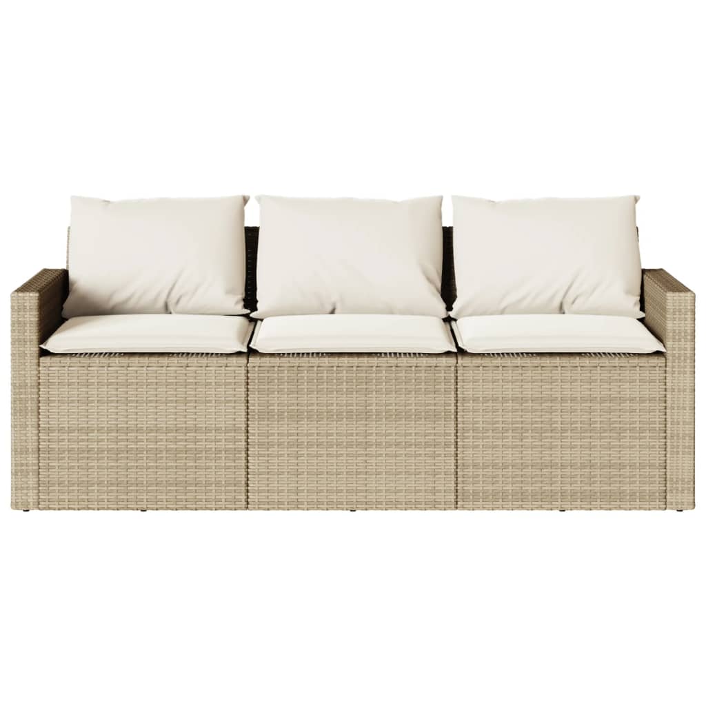 vidaXL 2-tlg. Garten-Essgruppe mit Kissen Beige Poly Rattan