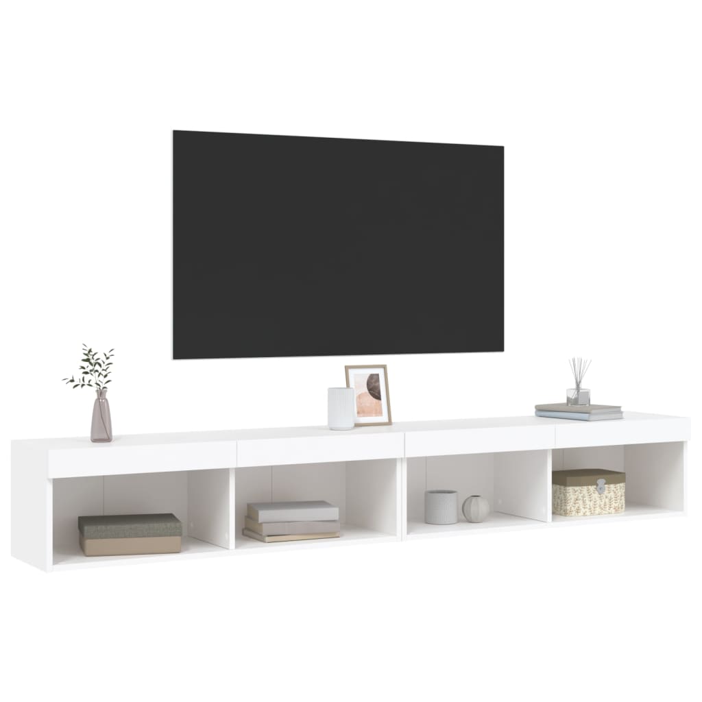 vidaXL TV-Schränke mit LED-Leuchten 2 Stk. Weiß 100x30x30 cm