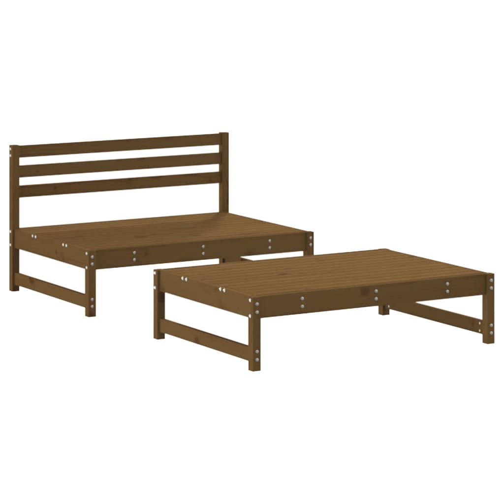 vidaXL 2-tlg. Garten-Lounge-Set mit Kissen Honigbraun Massivholz