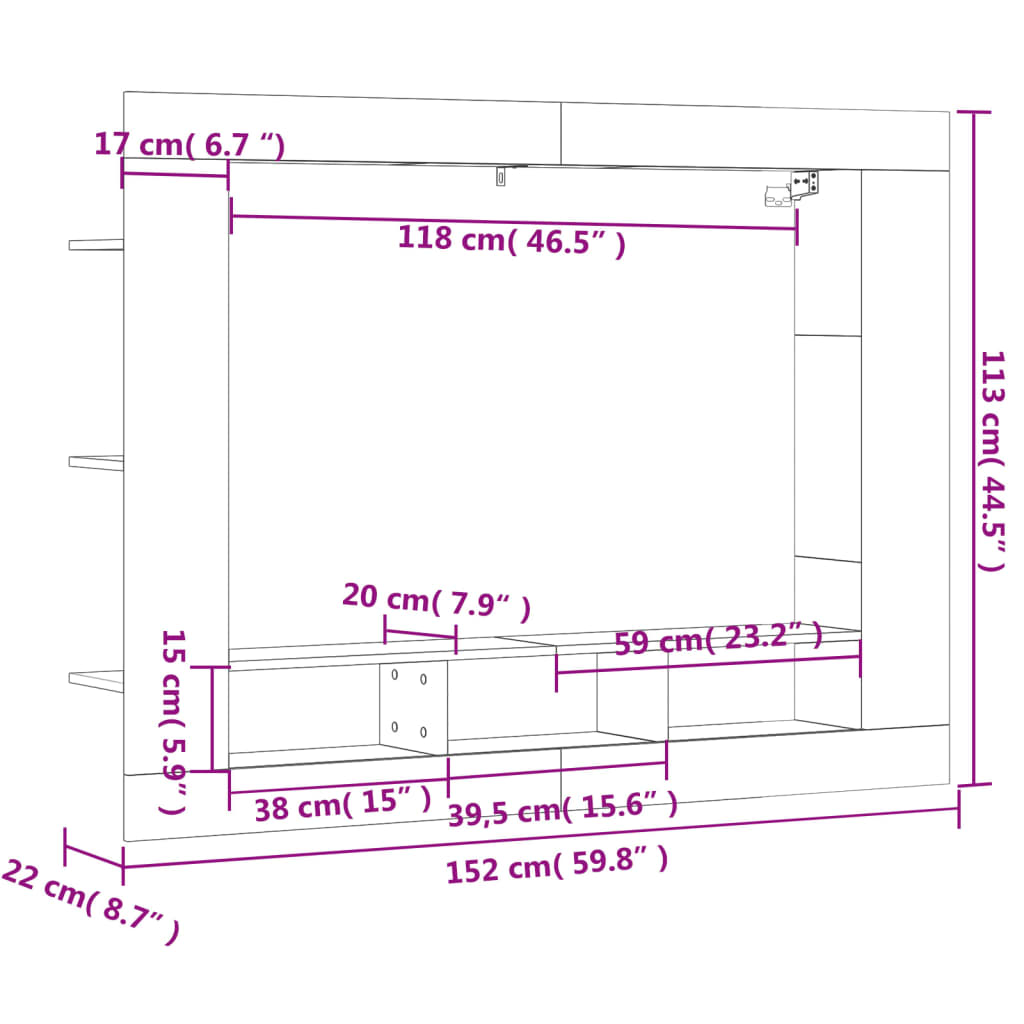 vidaXL TV-Schrank Grau Sonoma 152x22x113 cm Holzwerkstoff