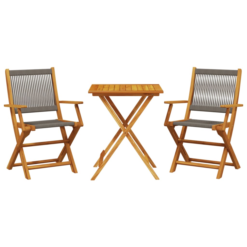 vidaXL 3-tlg. Bistro-Set Grau Polypropylen und Massivholz