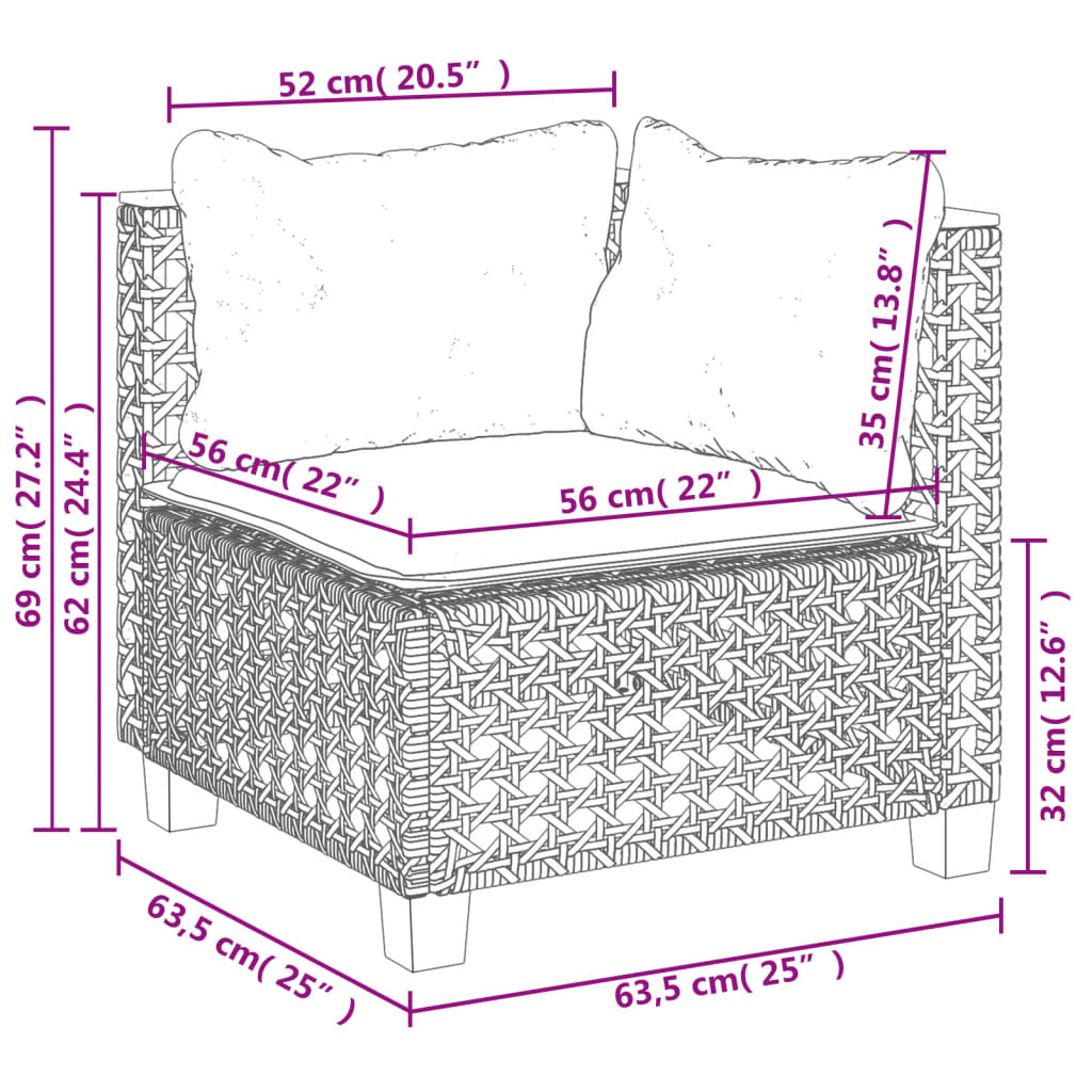 vidaXL 10-tlg. Garten-Sofagarnitur mit Kissen Schwarz Poly Rattan